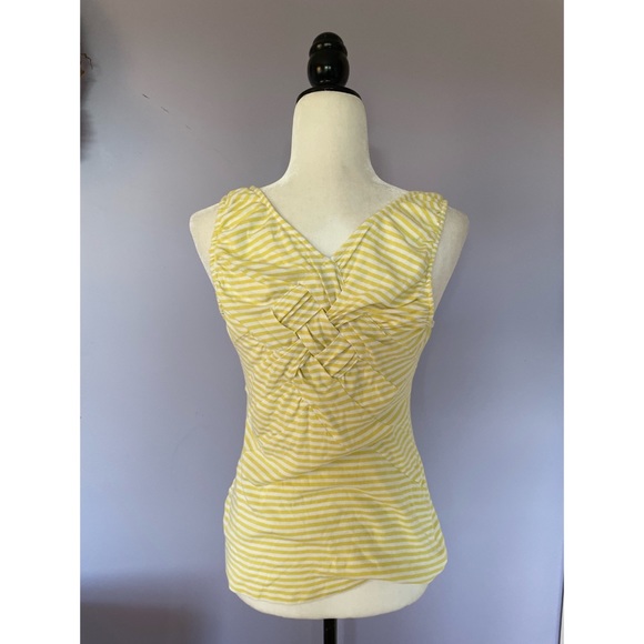 Anthropologie PILCRO AND THE LETTERPRESS Yellow White Striped Tank Top - Picture 3 of 4
